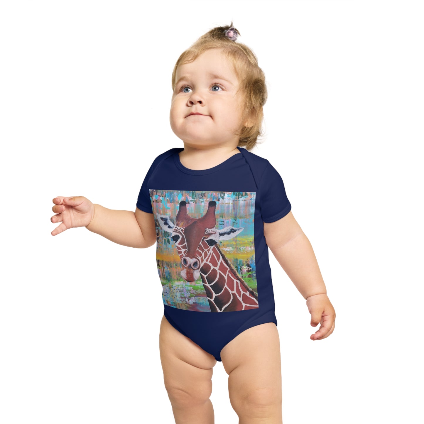 Organic Short Sleeve Baby Bodysuit *Giraffe*