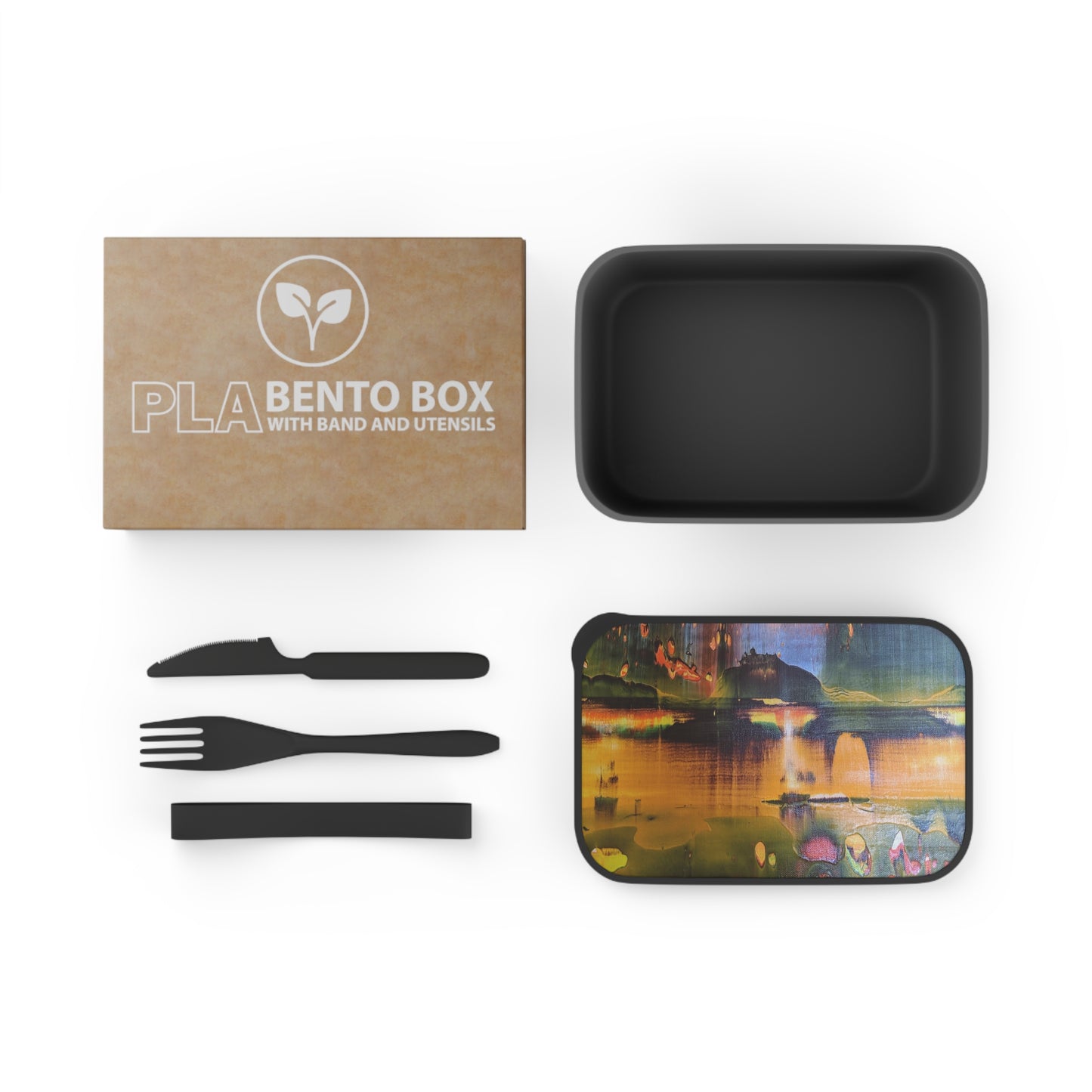 PLA Bento Box with Band and Utensils "Nature"