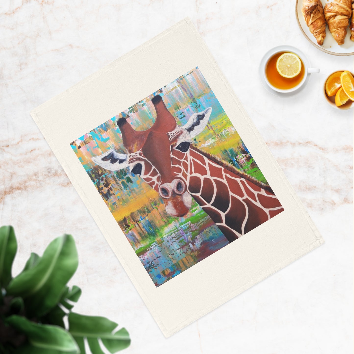 Giraffe Art Eco-Friendly Cotton Tea Towel
