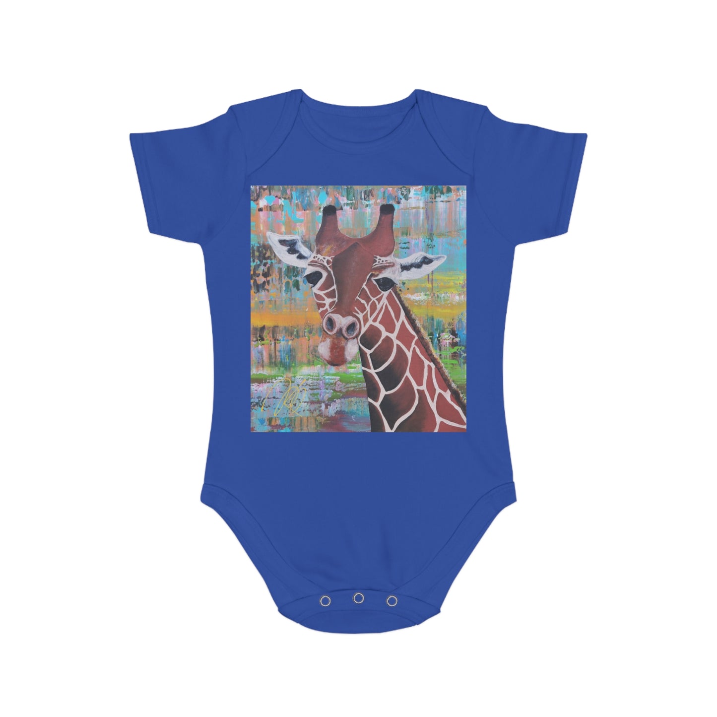 Organic Short Sleeve Baby Bodysuit *Giraffe*