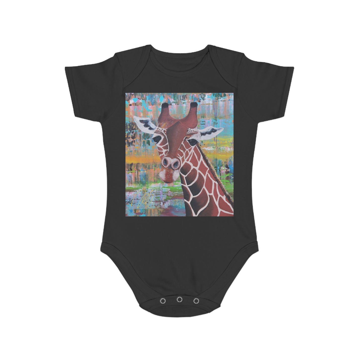 Organic Short Sleeve Baby Bodysuit *Giraffe*