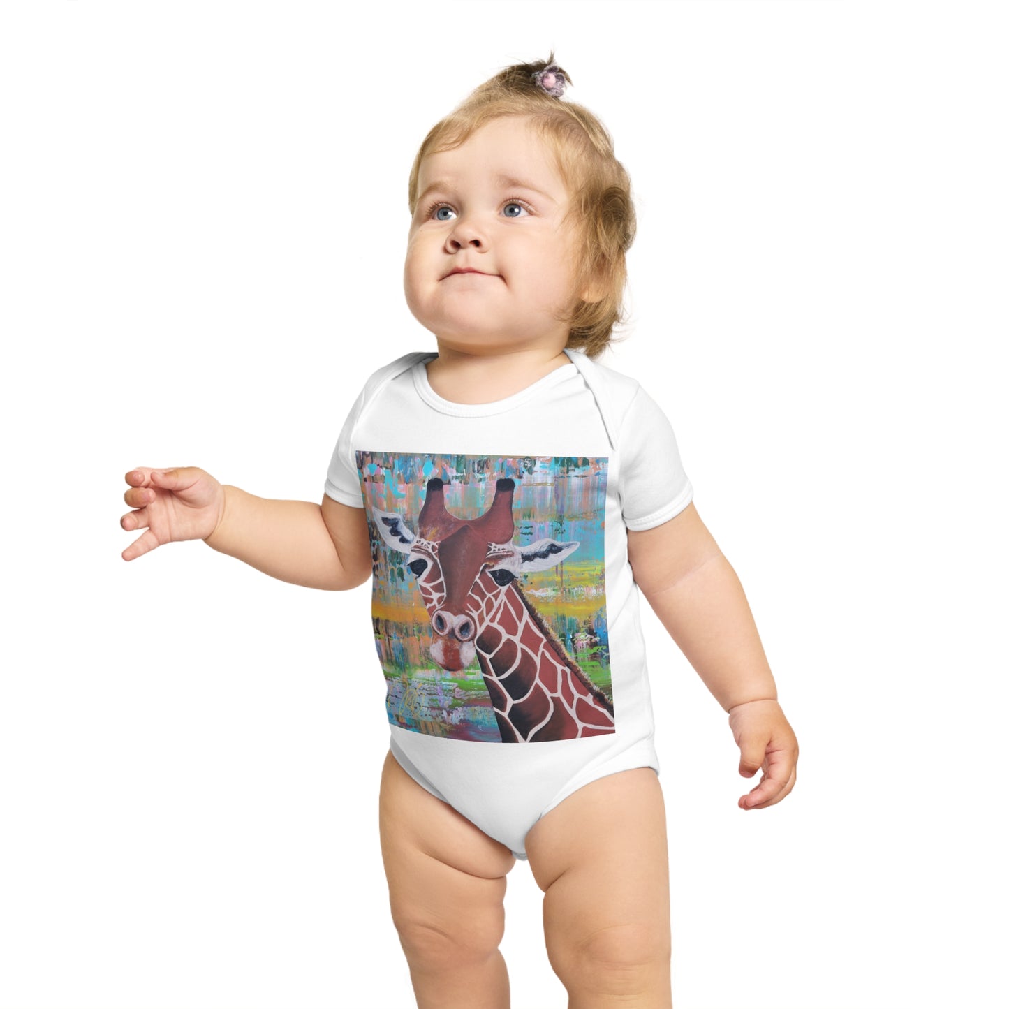 Organic Short Sleeve Baby Bodysuit *Giraffe*