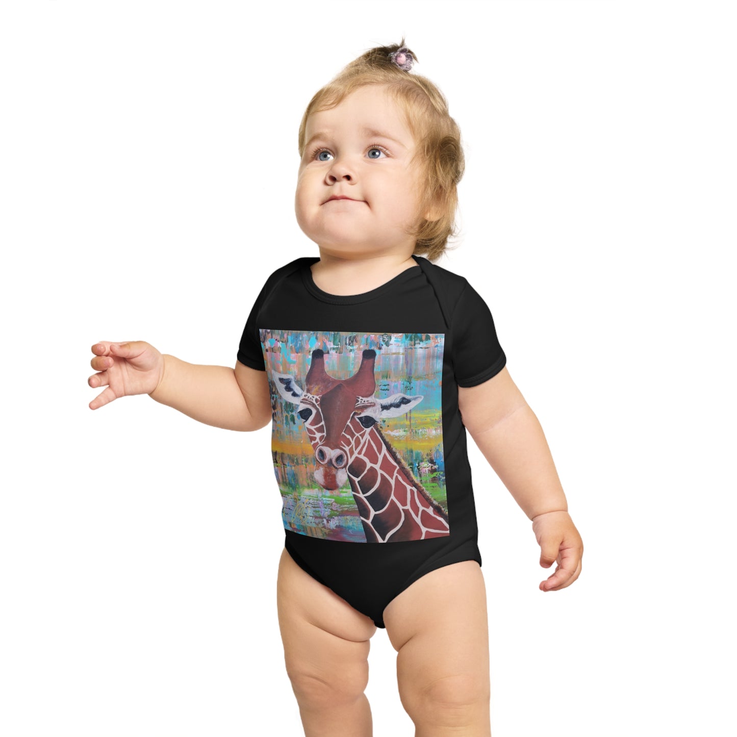 Organic Short Sleeve Baby Bodysuit *Giraffe*
