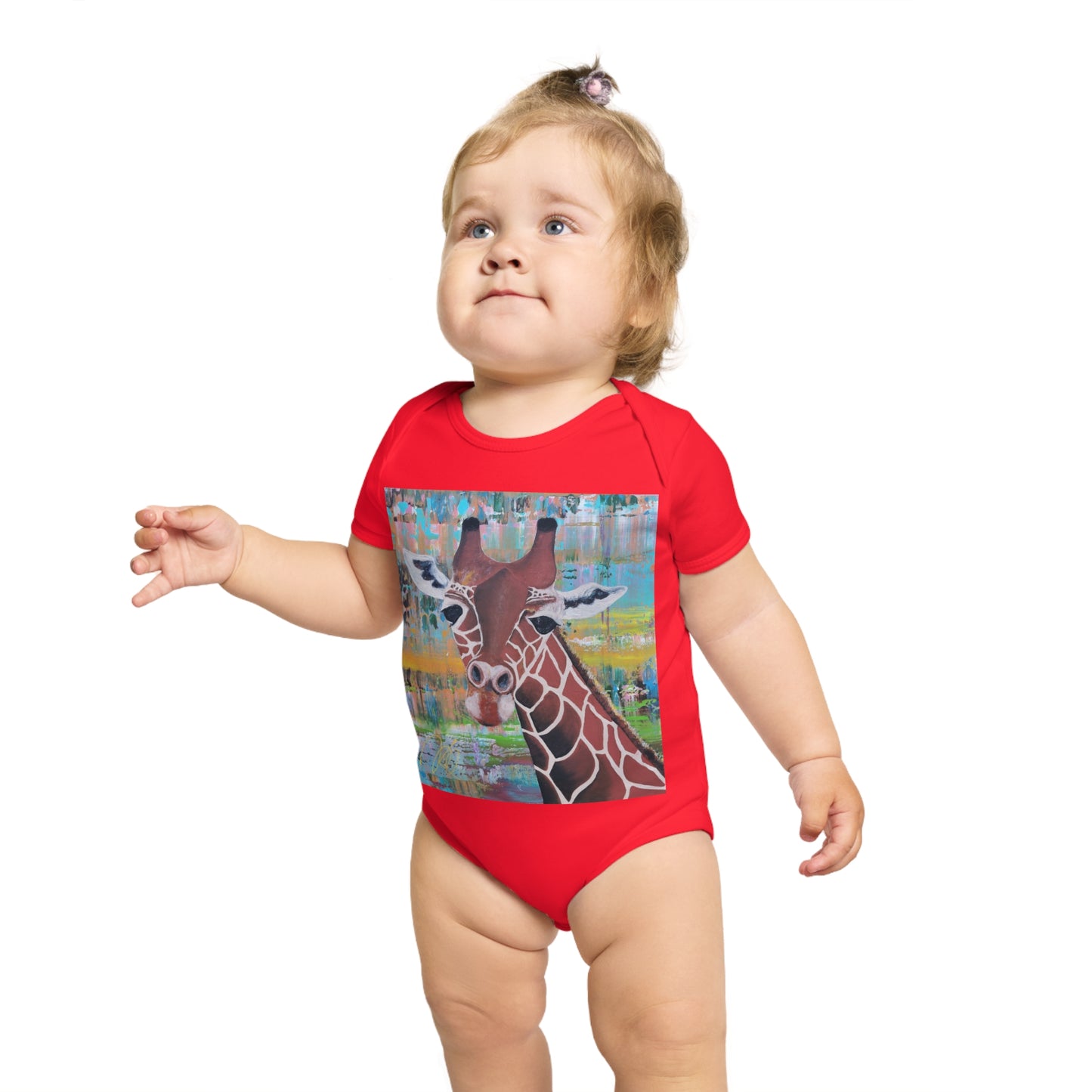 Organic Short Sleeve Baby Bodysuit *Giraffe*