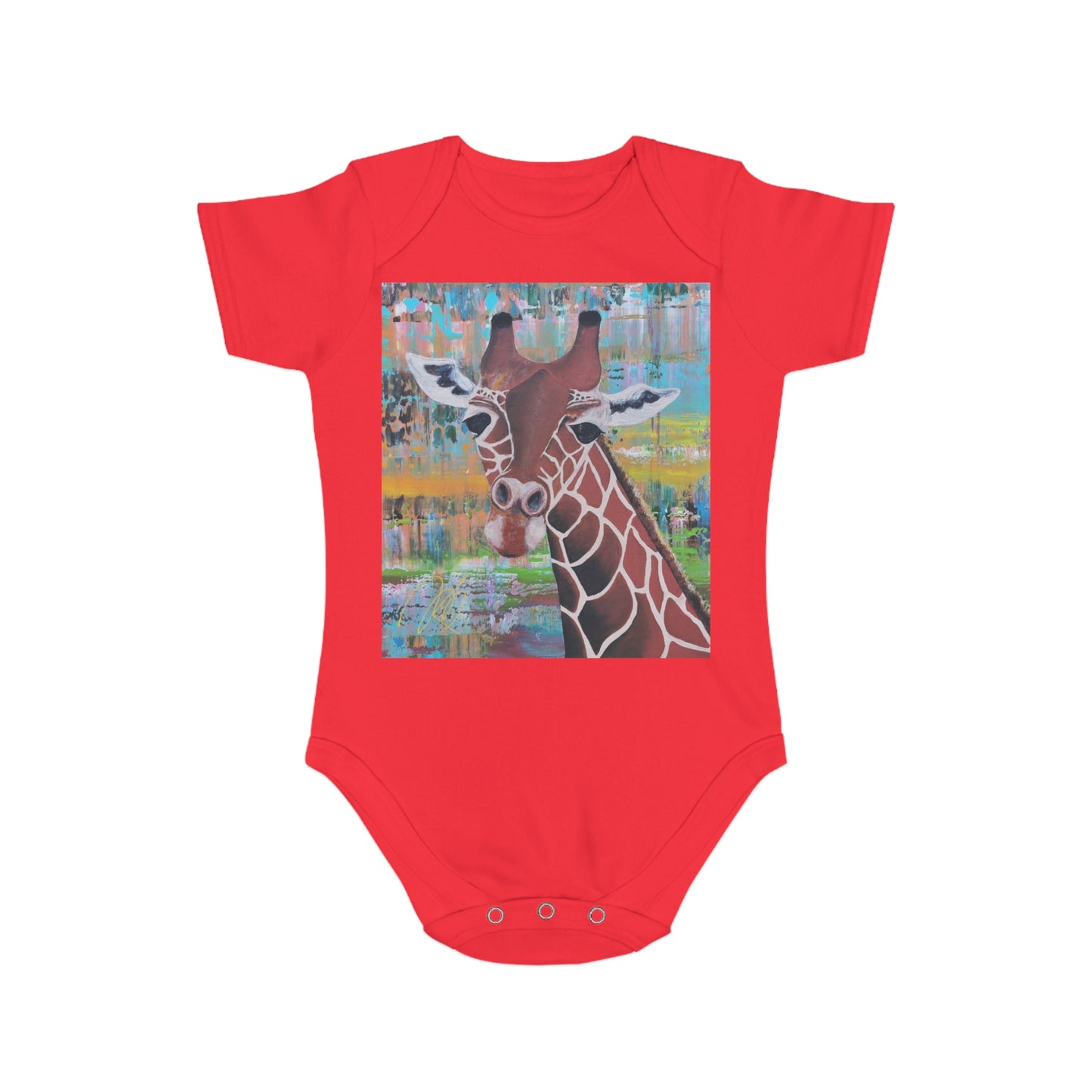 Organic Short Sleeve Baby Bodysuit *Giraffe*