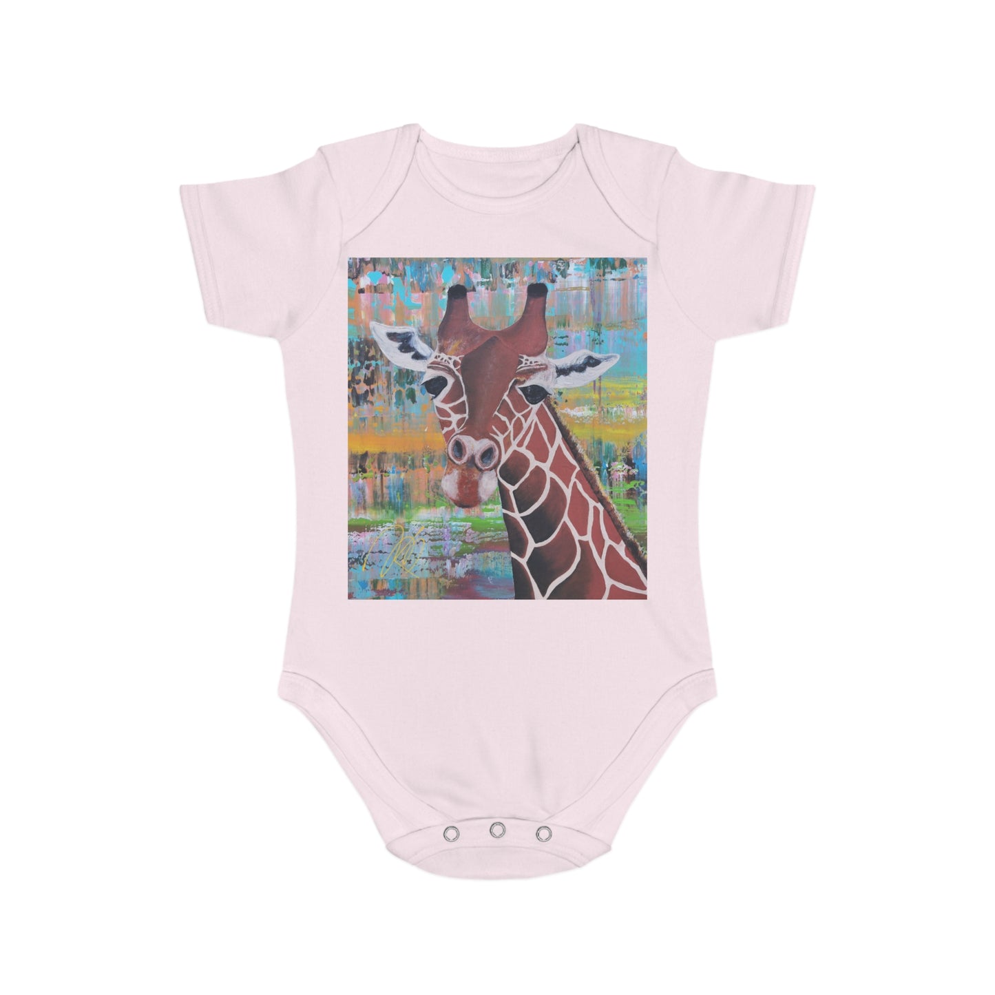 Organic Short Sleeve Baby Bodysuit *Giraffe*