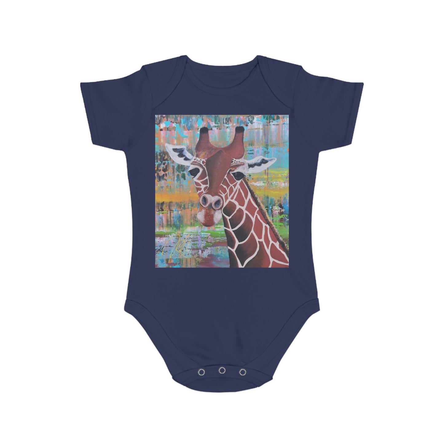 Organic Short Sleeve Baby Bodysuit *Giraffe*