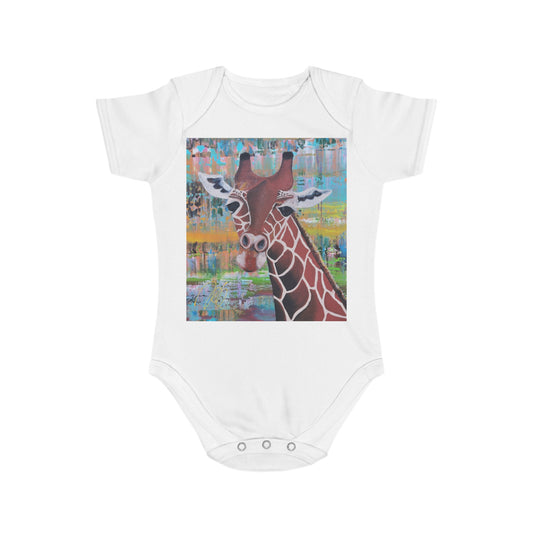 Organic Short Sleeve Baby Bodysuit *Giraffe*