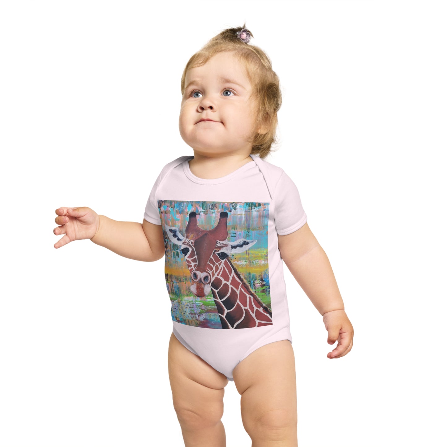 Organic Short Sleeve Baby Bodysuit *Giraffe*