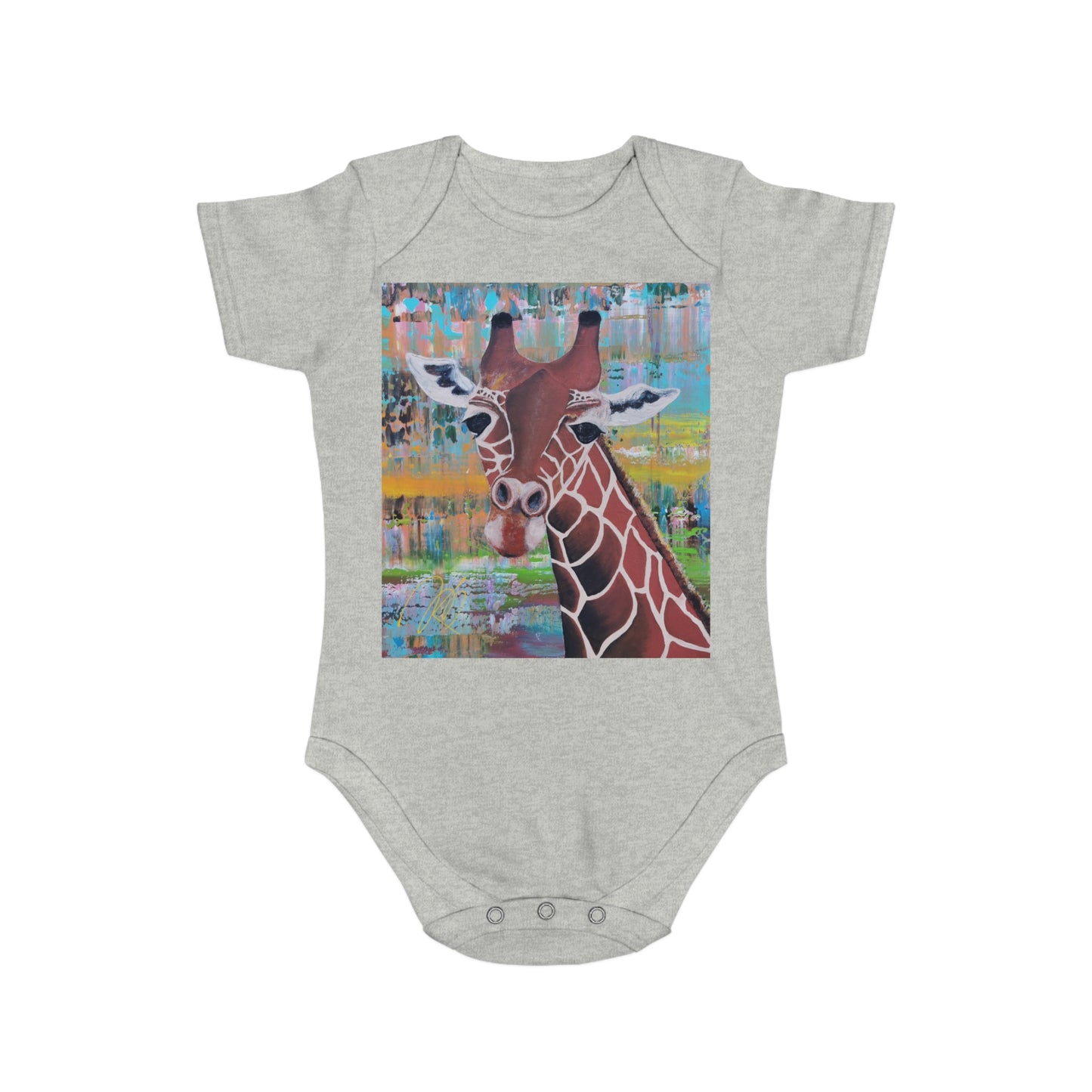 Organic Short Sleeve Baby Bodysuit *Giraffe*