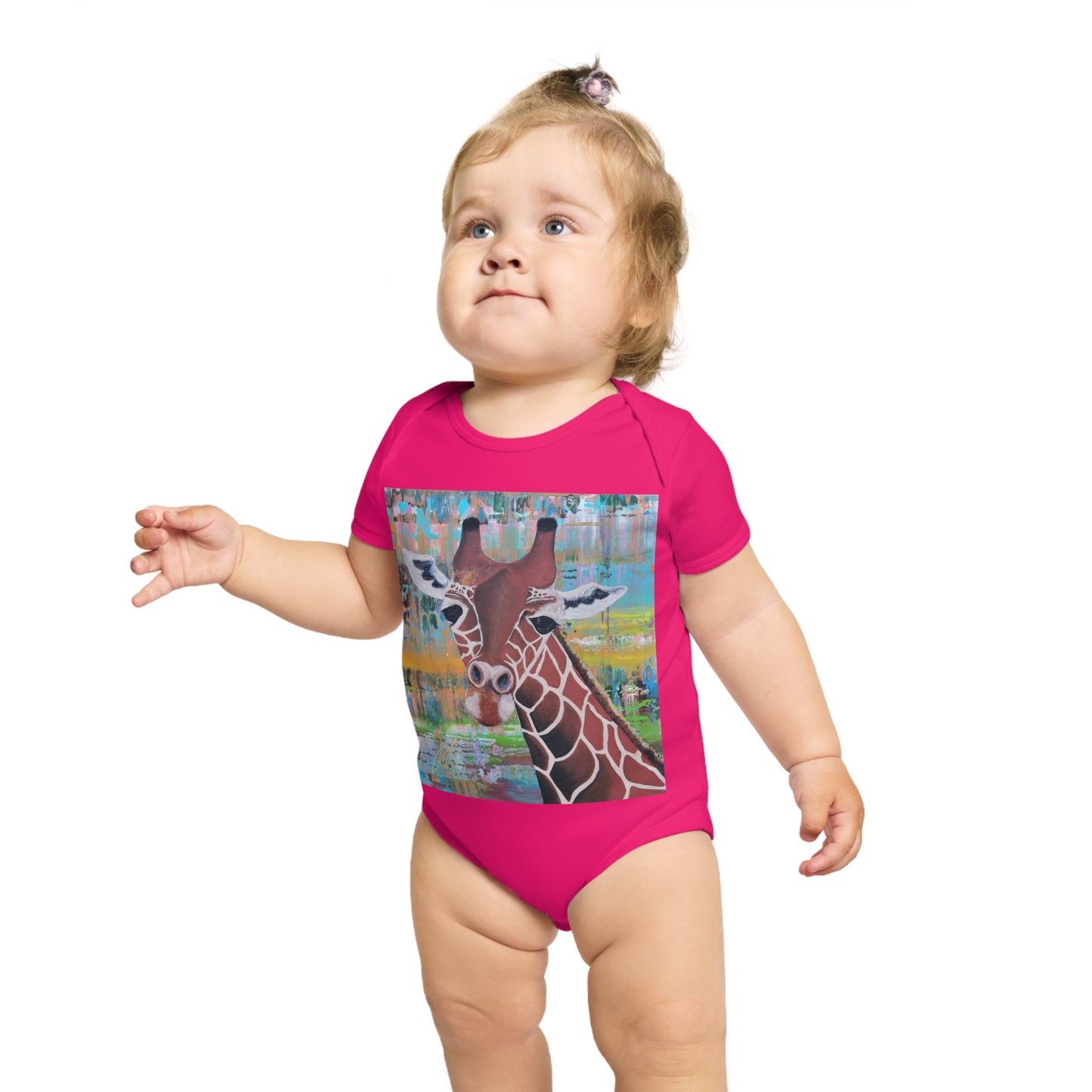 Organic Short Sleeve Baby Bodysuit *Giraffe*