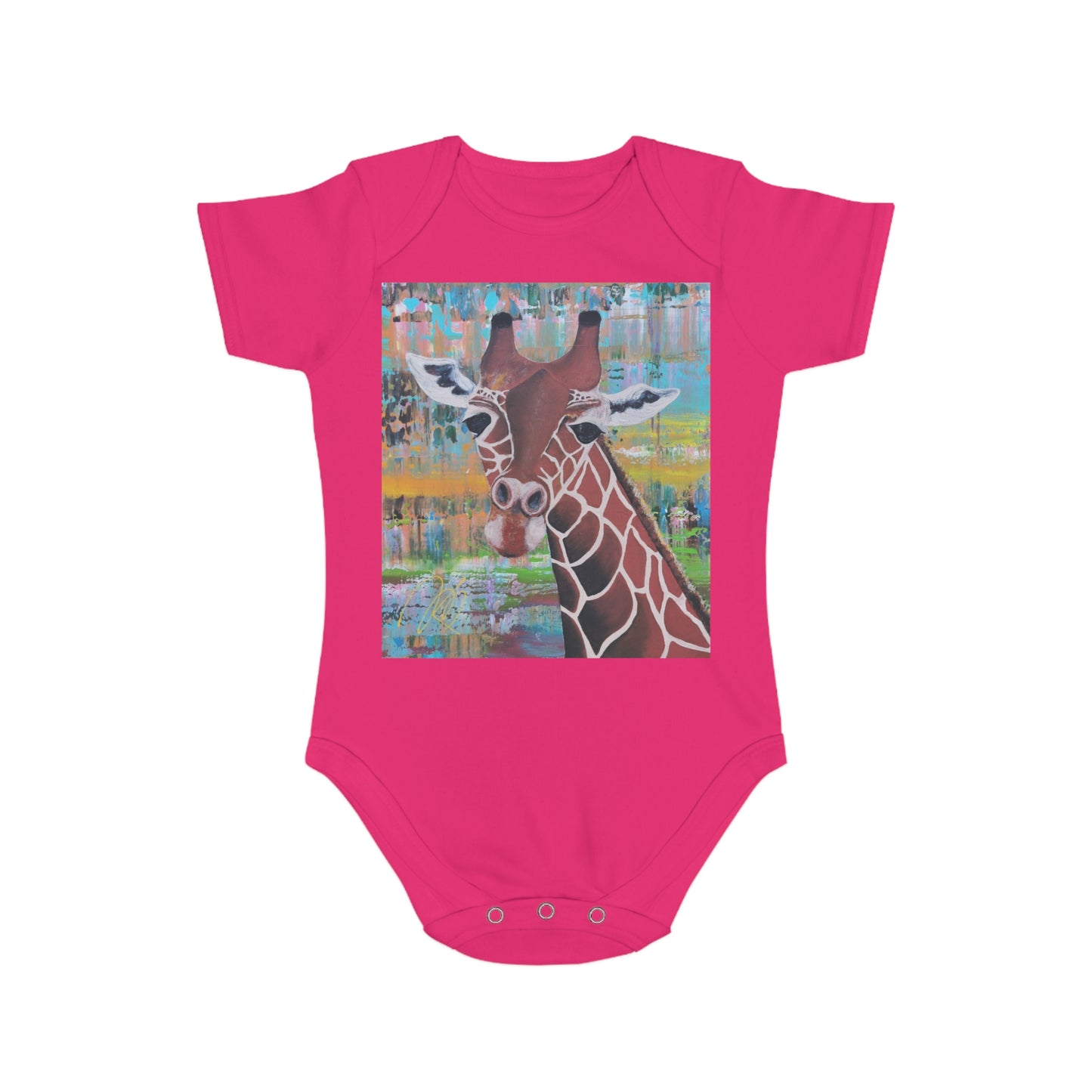 Organic Short Sleeve Baby Bodysuit *Giraffe*