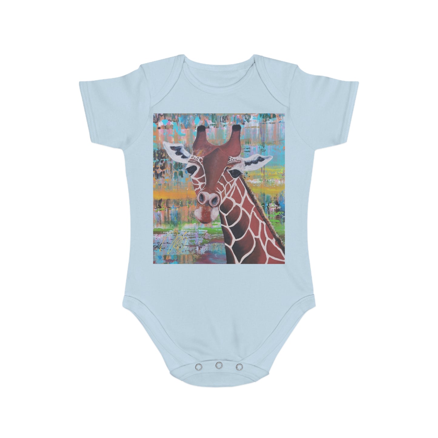 Organic Short Sleeve Baby Bodysuit *Giraffe*