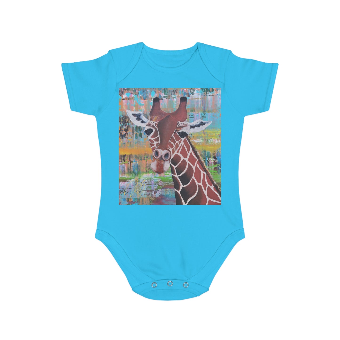 Organic Short Sleeve Baby Bodysuit *Giraffe*