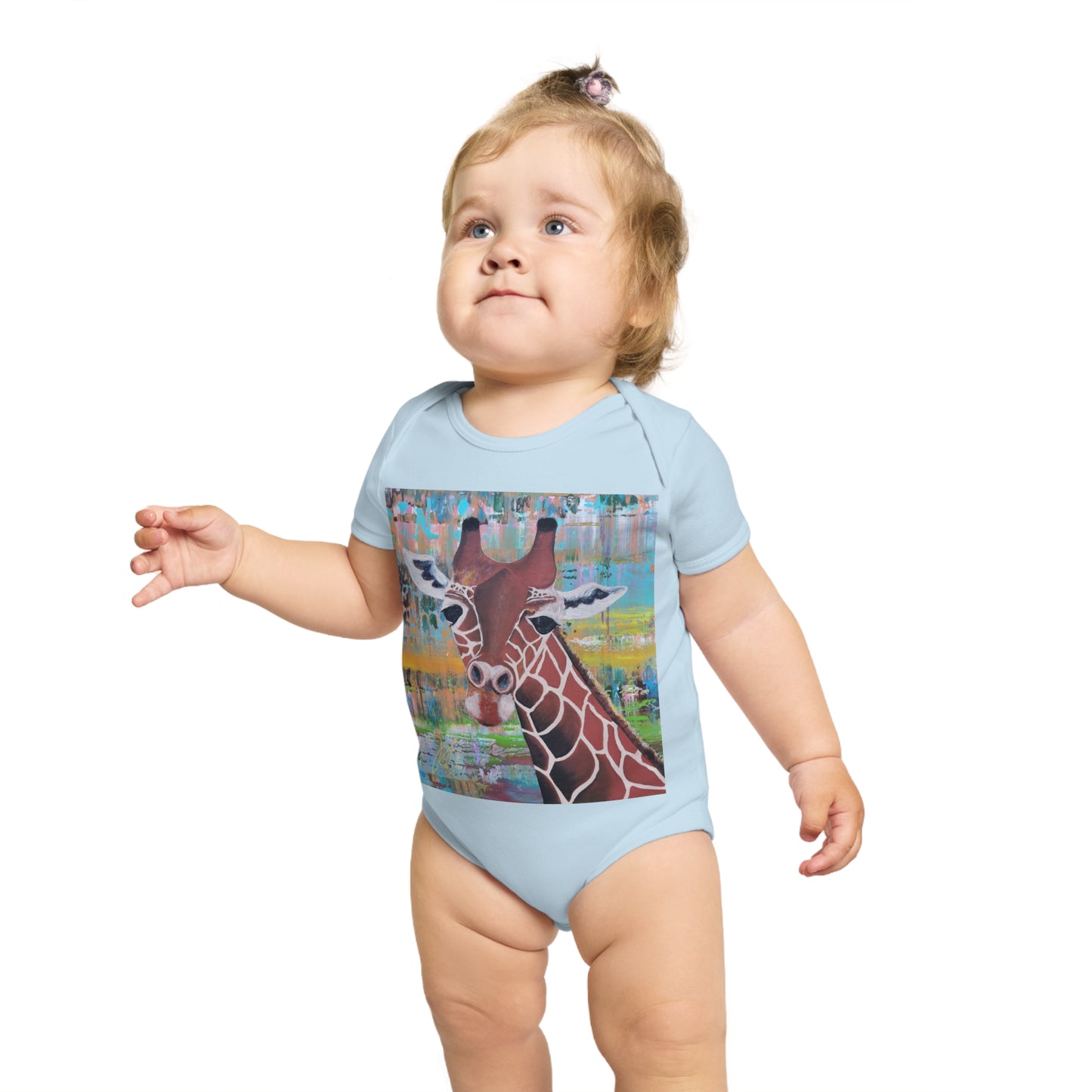 Organic Short Sleeve Baby Bodysuit *Giraffe*